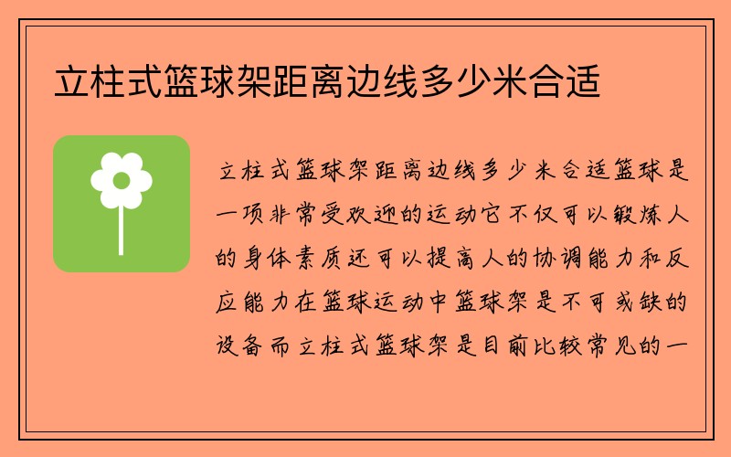 立柱式篮球架距离边线多少米合适