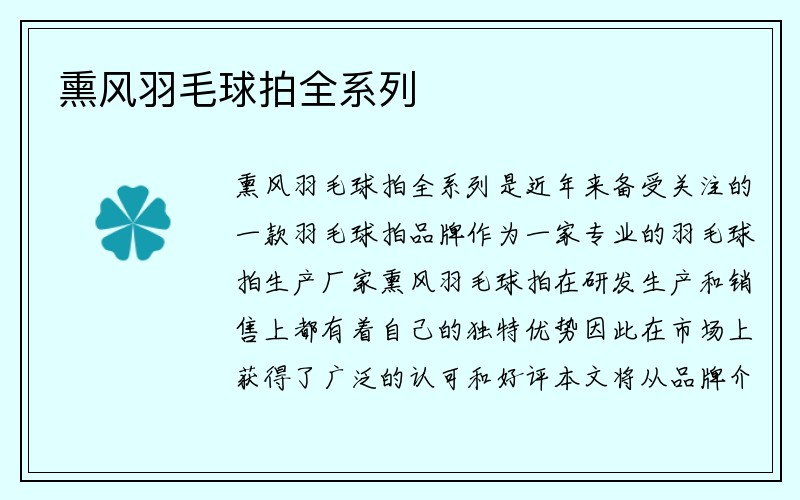 熏风羽毛球拍全系列